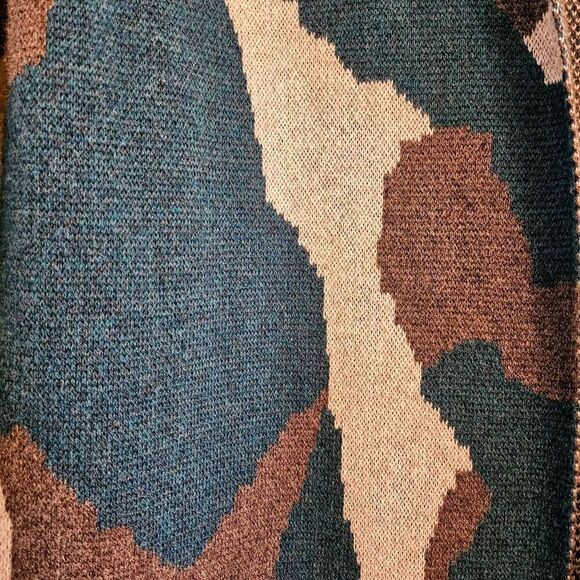 NWOT Indigenous Ink Blot 100% Organic Cotton Cardigan Sweater: Peru: Blue Camo - Picture 8 of 10